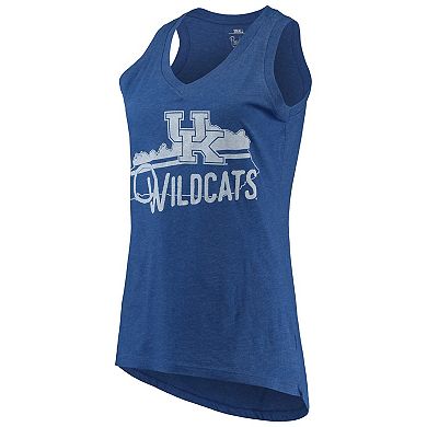 Women's Pressbox Royal Kentucky Wildcats Ferris Melange V-Neck Tank Top