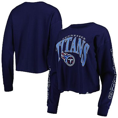 Women's '47 Navy Tennessee Titans Skyler Parkway Cropped Long Sleeve T ...