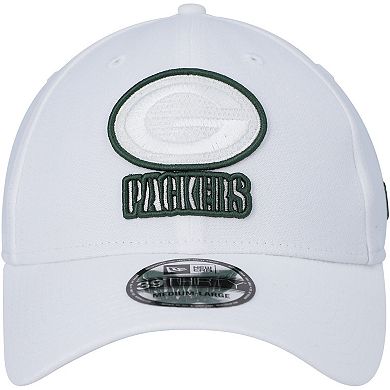 Men's New Era White Green Bay Packers Team White Out 39THIRTY Flex Hat