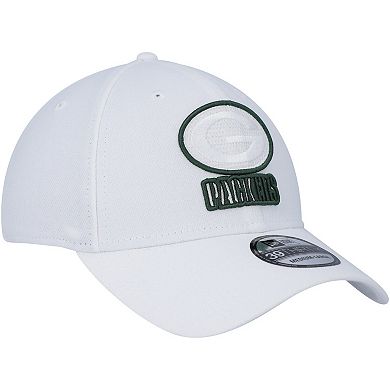 Men's New Era White Green Bay Packers Team White Out 39THIRTY Flex Hat