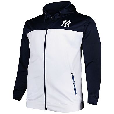 Men's Navy/White New York Yankees Big & Tall Yoke Full-Zip Hoodie