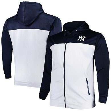 Men's Navy/White New York Yankees Big & Tall Yoke Full-Zip Hoodie