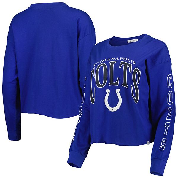 Women's '47 Royal Indianapolis Colts Skyler Parkway Cropped Long Sleeve ...