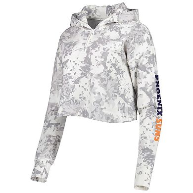 Women's Lusso Gray/White Phoenix Suns Maia Tri-Blend Cropped Quarter-Zip Top