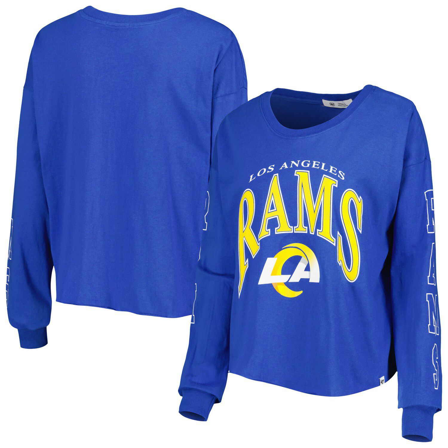 Women's FOCO Royal Los Angeles Rams Ugly Holiday Cropped Sweater