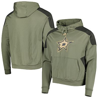 Men's adidas Olive Dallas Stars Military Appreciation Primegreen Pullover Hoodie
