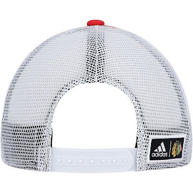 Men's adidas Red/White Chicago Blackhawks Team Plate Trucker Snapback Hat