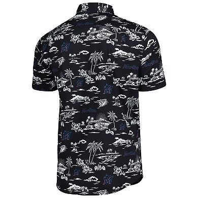 Men's Reyn Spooner Black Miami Marlins Kekai Performance Button-Up Shirt