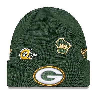 Youth New Era  Green Green Bay Packers Identity Cuffed Knit Hat