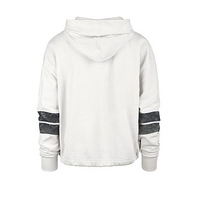 Women's '47 Cream Brooklyn Nets Emerson Stripe Cropped Pullover Hoodie