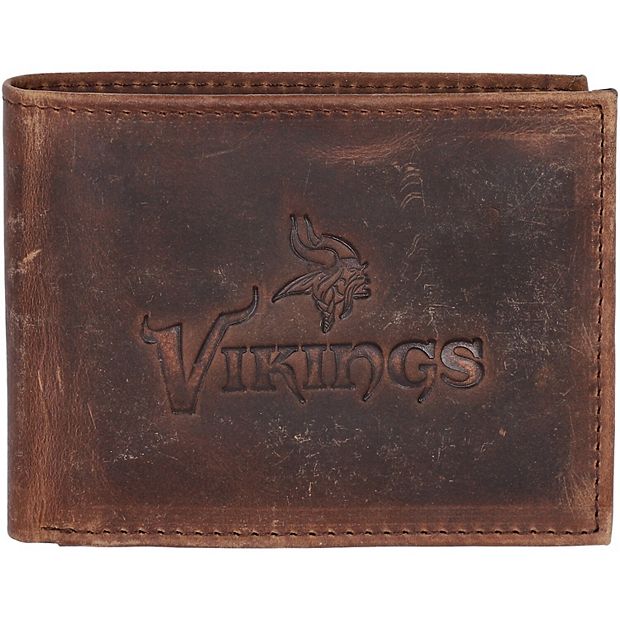 Minnesota Vikings Bifold Leather Wallet - Brown