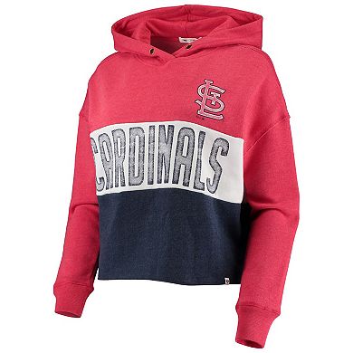 Women's '47 Heathered Red/Heathered Navy St. Louis Cardinals Lizzy Cropped Pullover Hoodie