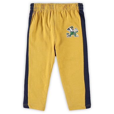 Newborn & Infant Navy/Gold Notre Dame Fighting Irish Little Kicker Long Sleeve Bodysuit & Sweatpants Set