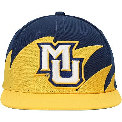 Men's Mitchell & Ness Gold/Navy Marquette Golden Eagles Sharktooth Snapback Hat