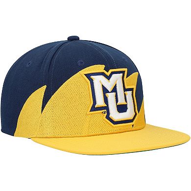 Men's Mitchell & Ness Gold/Navy Marquette Golden Eagles Sharktooth Snapback Hat