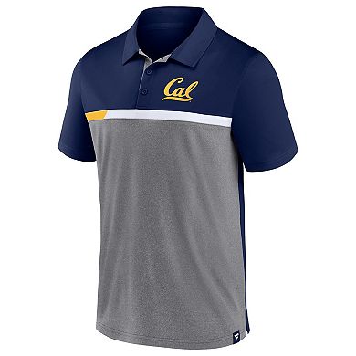 Men's Fanatics Branded Navy/Heathered Gray Cal Bears Split Block Color Block Polo