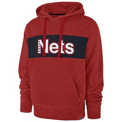 Men's '47 Red Brooklyn Nets 2021/22 City Edition Wordmark Chest Pass Pullover Hoodie
