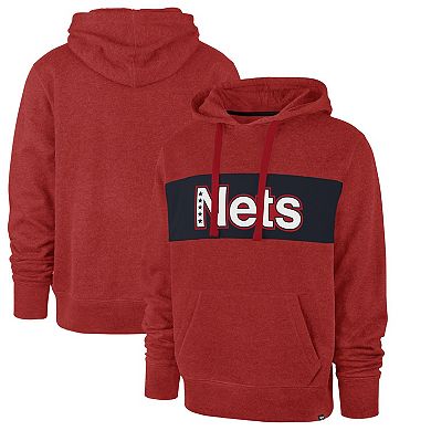 Men's '47 Red Brooklyn Nets 2021/22 City Edition Wordmark Chest Pass Pullover Hoodie