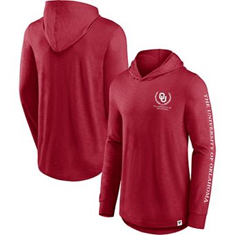 Men's Fanatics Branded Crimson Oklahoma Sooners Photo Finish Hoodie Long Sleeve T-Shirt