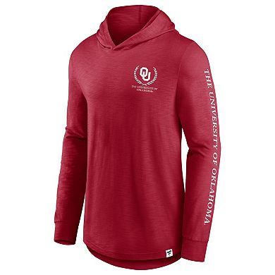 Men's Fanatics Branded Crimson Oklahoma Sooners Photo Finish Hoodie Long Sleeve T-Shirt