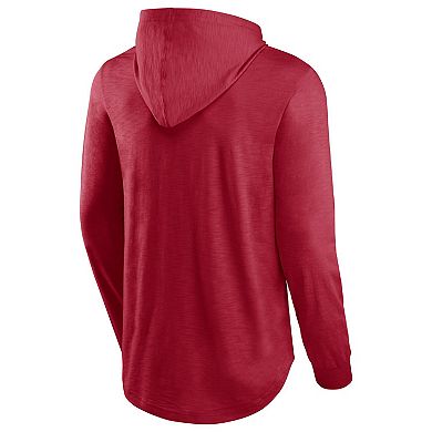 Men's Fanatics Branded Crimson Oklahoma Sooners Photo Finish Hoodie Long Sleeve T-Shirt
