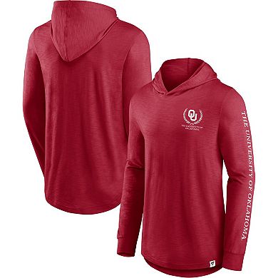 Men's Fanatics Branded Crimson Oklahoma Sooners Photo Finish Hoodie Long Sleeve T-Shirt