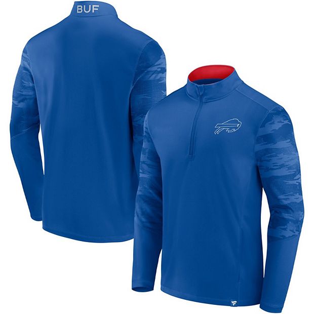 Men s Fanatics Branded Royal Red Buffalo Bills Ringer Quarter Zip