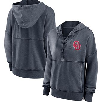 Women's Fanatics Heathered Charcoal Oklahoma Sooners Overall Speed Lace-Up Pullover Hoodie