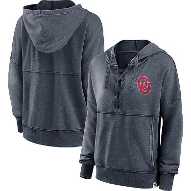 Women's Fanatics Heathered Charcoal Oklahoma Sooners Overall Speed Lace-Up Pullover Hoodie