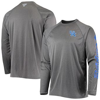 Men's Columbia Heathered Charcoal Kentucky Wildcats PFG Terminal Tackle Raglan Omni-Shade Long Sleeve T-Shirt