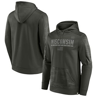 Men's Fanatics Branded Olive Wisconsin Badgers OHT Military Appreciation Guardian Pullover Hoodie