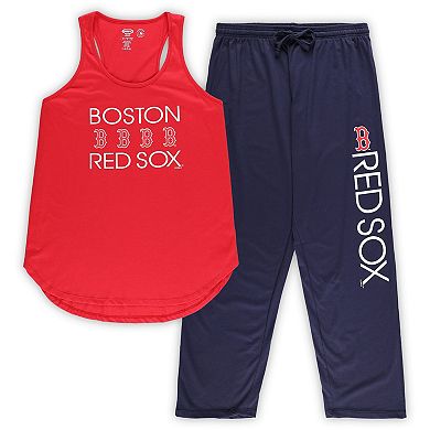 Women's Concepts Sport Red/Navy Boston Red Sox Plus Size Meter Tank Top & Pants Sleep Set