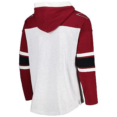 Men's '47 Arizona Cardinals Heather Gray Gridiron Lace-Up Pullover Hoodie