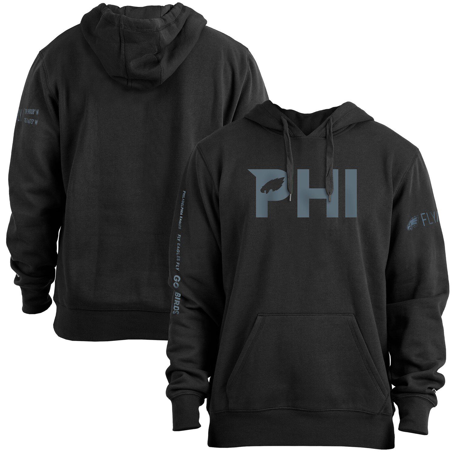 Men's '47 Heathered Black Philadelphia Eagles Premier Nico Pullover Hoodie Size: Large