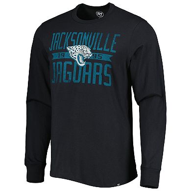Men's '47 Black Jacksonville Jaguars Brand Wide Out Franklin Long Sleeve T-Shirt