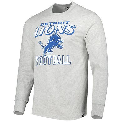Men's '47 Heathered Gray Detroit Lions Dozer Franklin Long Sleeve T-Shirt