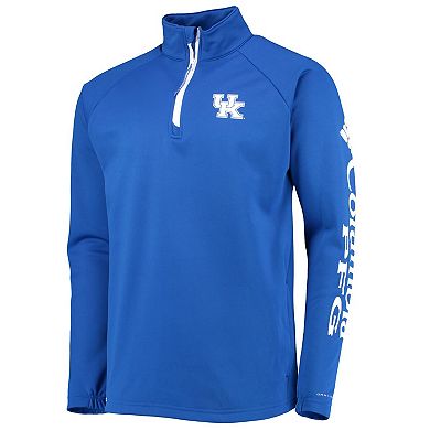 Men's Columbia Royal Kentucky Wildcats Terminal Tackle Fleece Raglan Omni-Shade Quarter-Zip Jacket