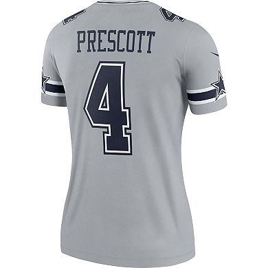 Women's Nike Dak Prescott Gray Dallas Cowboys Inverted Legend Jersey