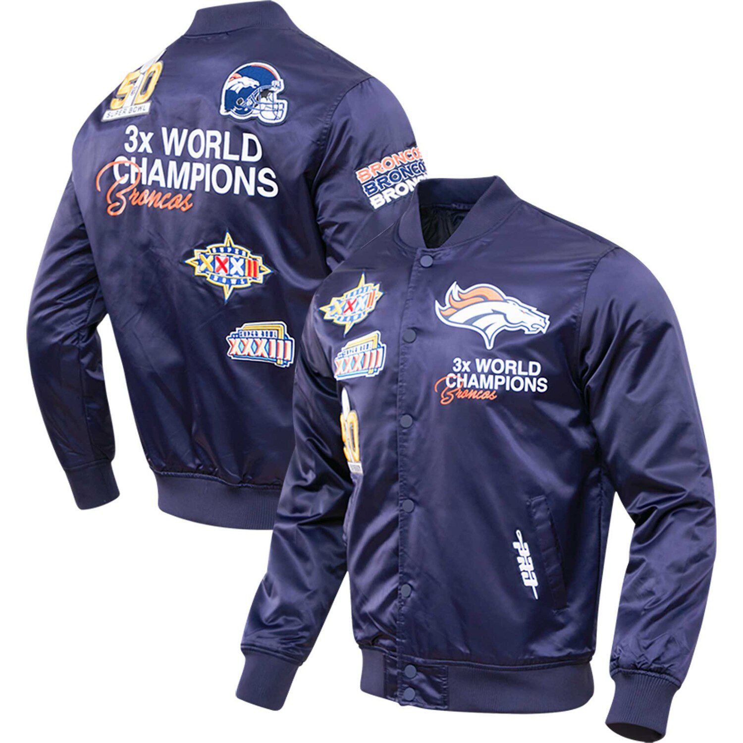 Men's Houston Astros Pro Standard Navy Wordmark Satin Full-Snap Jacket