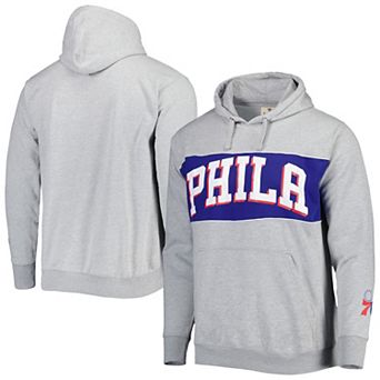 Men's Fanatics Branded Heather Gray Philadelphia 76ers Wordmark French Terry Pullover Hoodie
