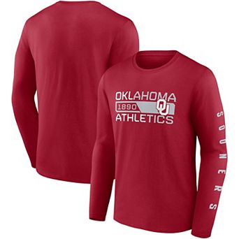 Men's Fanatics Branded Crimson Oklahoma Sooners Broad Jump 2-Hit Long Sleeve T-Shirt