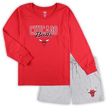 Women's Concepts Sport Red/Heather Gray Chicago Bulls Plus Size Long Sleeve Top and Shorts Sleep Set