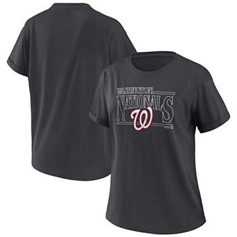 Women's WEAR by Erin Andrews Charcoal Washington Nationals Oversized Boyfriend T-Shirt