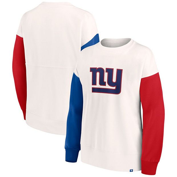 Women's Fanatics Branded White New York Giants Colorblock Primary Logo Pullover  Sweatshirt