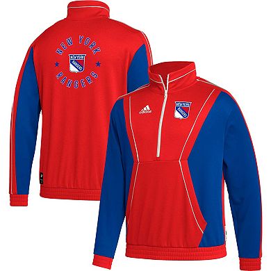 Men's adidas Red New York Rangers Team Classics Half-Zip Jacket
