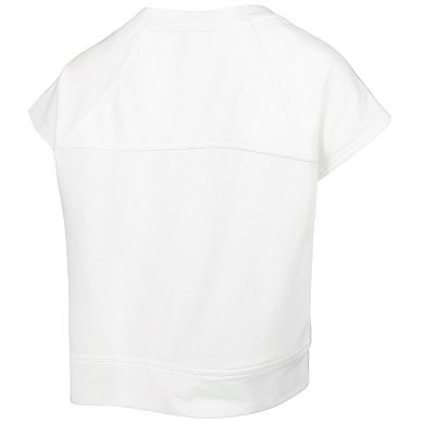 Women's Lusso White Phoenix Suns Margot Cropped Tri-Blend Cap Sleeve Sweatshirt