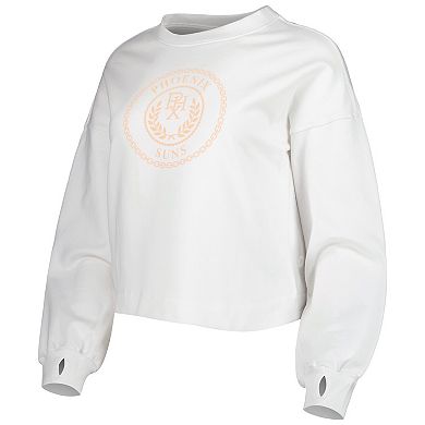 Women's Lusso White Phoenix Suns Lola Ball and Chain Pullover Sweatshirt