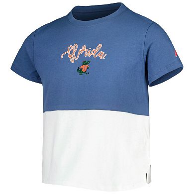 Girls Youth League Collegiate Wear Navy/White Florida Gators Colorblocked T-Shirt
