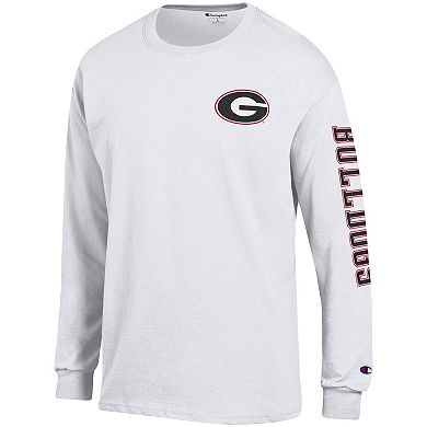 Men's Champion White Georgia Bulldogs Team Stack Long Sleeve T-Shirt