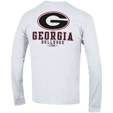 Men's Champion White Georgia Bulldogs Team Stack Long Sleeve T-Shirt
